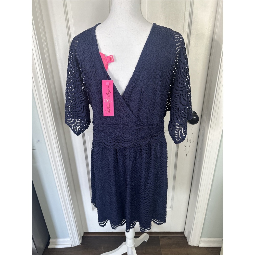 NWT Lilly Pulitzer Parigi True Navy Scallop Shell Lace Skort Romper Dress XL - Picture 4 of 16